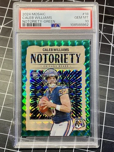 Caleb Williams (RC) 2024 Mosaic Green Prizm Notoriety #18 PSA 10 GEM MINT Bears