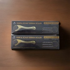 2 x ELEVATE Hair  Scalp Derma Roller 0.25mm 540 Titanium Needles w/ Case Black