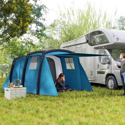 Outsunny Aufblasbares Campingzelt 3-6 Personen Outdoor Tunnelzelt mit Tür