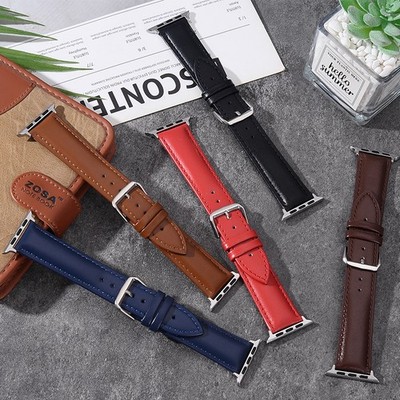 Leather Business Watch Strap Quick Release Spring Bars Fits Apple iWatch SE S8 