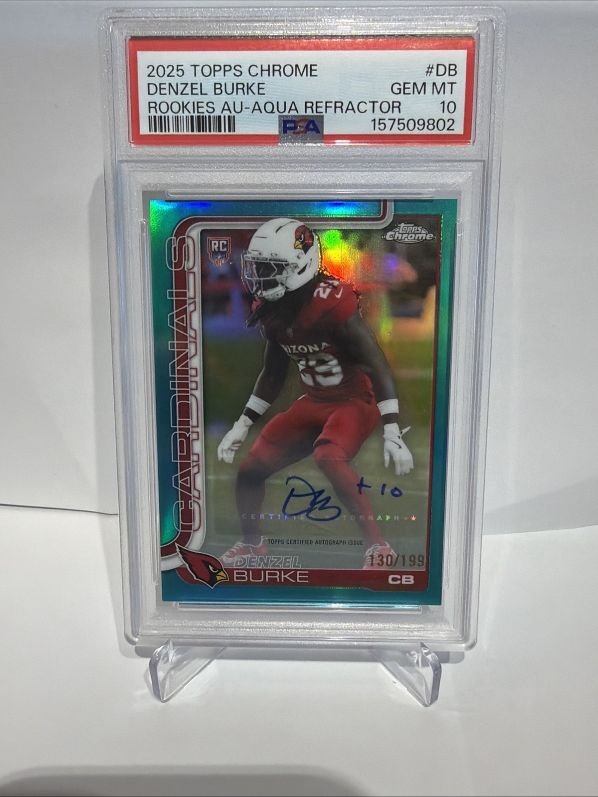 Denzel Burke Topps Chrome Rookies Autograph #DB Aqua Refractor