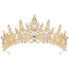 TOBATOBA Crown for Women Crystal Queen Princess Tiara, Adjustable, Gold