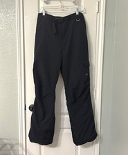 SLALOM Snow Boarding Pants Men LG Black Full Lined Nylon Cargo Ski Sled Outdoors