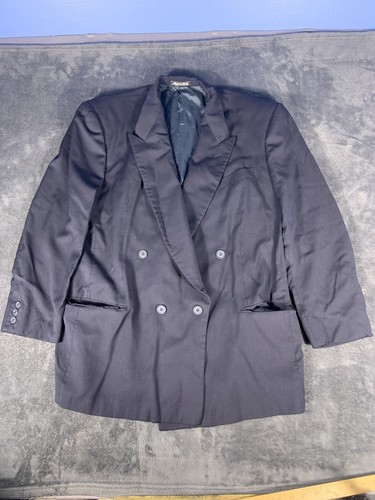 Armani Collezioni, Vintage Giorgio Armani Le Collezioni Blazer 44 Double Breasted Wool Navy Blue