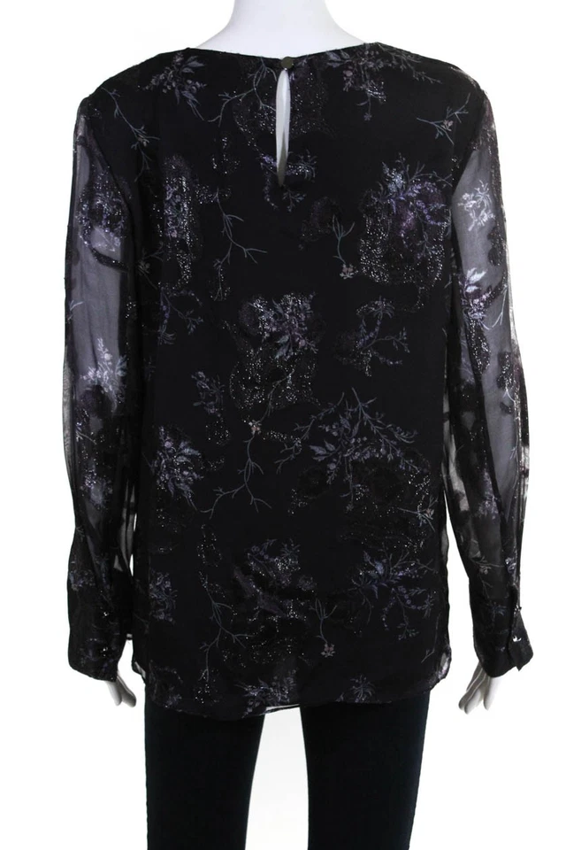 Женская зимняя блузка Grey Jason Wu с цветочным принтом узел шелк фиолетовый размер 4 11602044 - Изображение 3 из 4