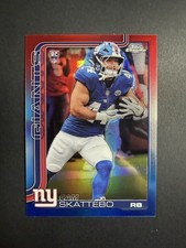 2025 NFL Topps Chrome Cam Skattebo (RC) Red, White & Blue Parallel Refractor