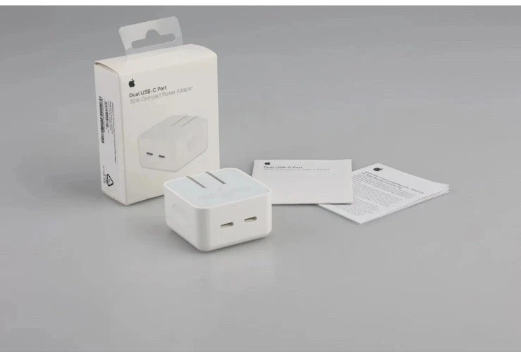 ADAPTADOR DE CORRIENTE DUAL USB-C APPLE 35W ORIGINAL. PARTE A2571 (EMBALAJE AL POR MENOR) Foto 4 de 4