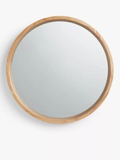 John Lewis Scandi Round Oak Wood Wall Mounted Mirror Dia. 73cm - Natural [Spots]