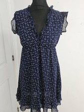 Apricot Ditsy Floral Sheer Summer Mini dress Sleevless Uk 10