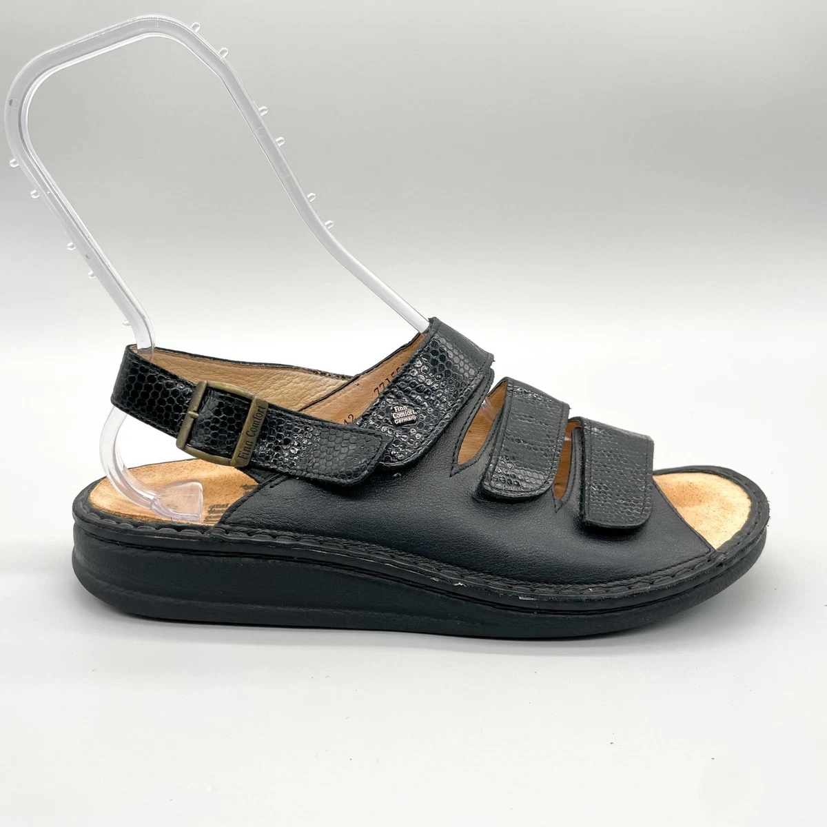Finn Comfort Sylt Sandals Men 45 Leather Triple Strap Slingback Made in Germany Amazon.com | Finn Comfort Sylt Soft Black Nappa Soft Footbed  main image 3