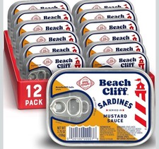 Beach Cliff Wild Caught Sardines in Mustard Sauce, 3.75 oz Can Pack of 12 