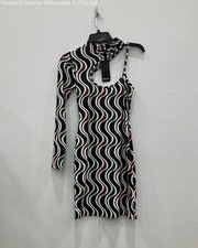 NWT Nasty Girl Women Black Multi Cut Out One Shoulder Mini Dress Size 8