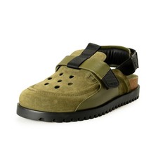 Versace Mens Olive Green Suede & Leather Sand...