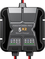 2 Bank Marine Battery Charger 5X2, 10A 5A/Bank - 12V Boat Charger