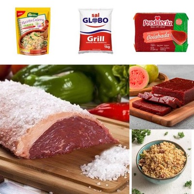 Kit Churrasco Brasileiro: Sal Globo Grill, Farofa Bom Gosto e Goiabada
