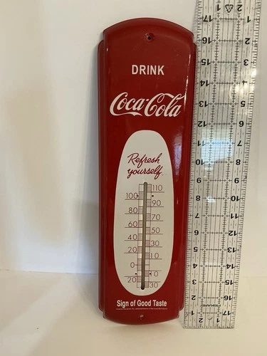 Vintage COCA COLA Metal Thermometer Soda Tin Sign Very Clean/Nice