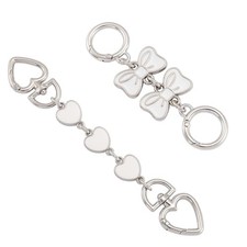 Silver Bag Extender Chain Purse Strap Extender Bag Silver White bow/Heart 