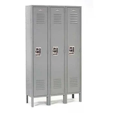 Single Tier Locker 12x18x60 3 Door Ready To Assemble Gray