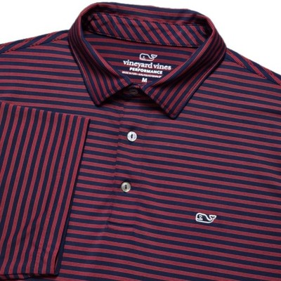 Vineyard Vines Mens M Bradley Stripe Sankaty Performance Polo Shirt Blue Red