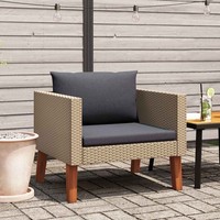 Vidaxl 1-Sitzer-Gartensofa Mit Auflagen Poly Rattan Beige Neu