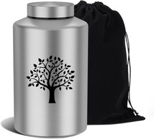 Large 9" Tree Of Life Adult Urn For Ashes Airtight Stainless Steel With Bag