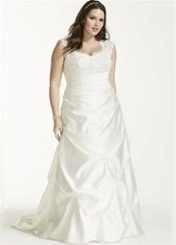 David's Bridal Wedding Dress size 18W. A line ivory dress with chapel train.