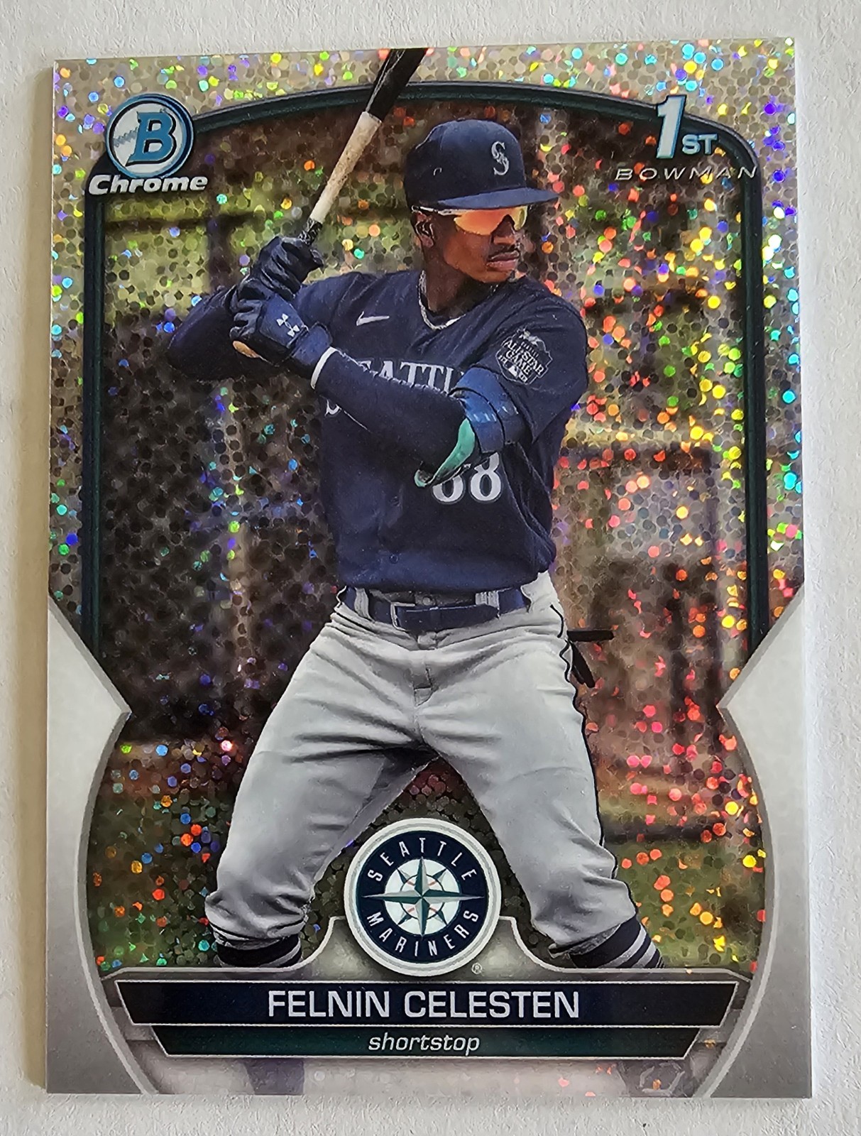 2023 1st Bowman Chrome Felnin Celesten Speckle /299 #CPA-FC Seattle Mariners