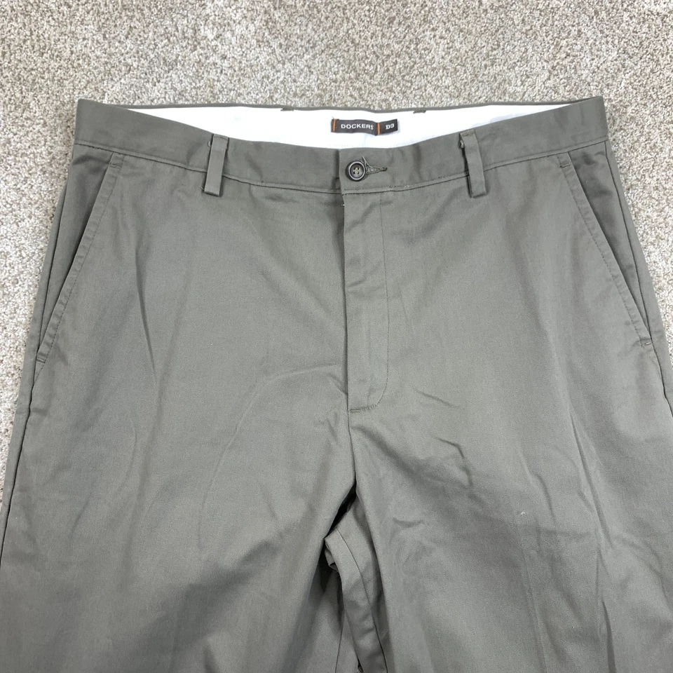 Pantalones chinos Dockers D3 para hombre 36x32 verde pierna recta mezcla de algodón Foto 2 de 4