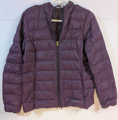 Eddie Bauer Women's M Down Puffer Jacket EB650, Full Zip, Nylon, Purple