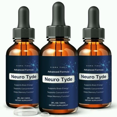 NeuroTyde Drops, Neuro Tyde Liquid Supplement for Brain Focus & Memory - 3 Pack