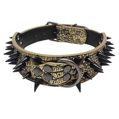 Leather Dog Collar, Spiked Studded Dog Collar for Medium Large Dogs Pit Bull ...