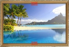 Peel-and-Stick Wall Poster, Tahiti Paradise 852 576mm , Japan Made