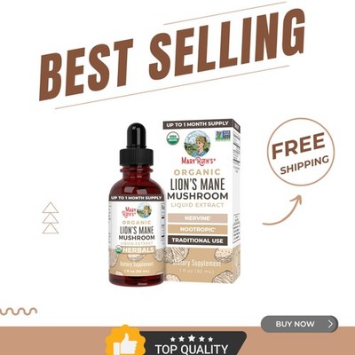 Organic Lion's Mane Mushroom Drops - Brain Health Nootropic Tincture, 1 Fl Oz