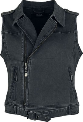 Black Premium by EMP Damen graue Jeansweste ärmellos mit zwei seitlichen Taschen