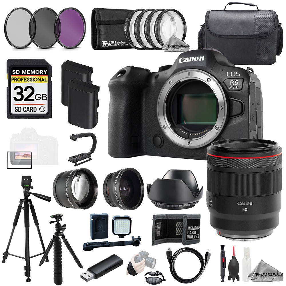 Canon EOS R6 II + Canon RF 50mm f/1.2 L USM Lens +32GB+ExtBat+9PC