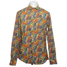 Ganesh, Hemd, Größe: XL, Gelb/Mehrfarbig, Baumwolle, Blumen, Herren #e0E