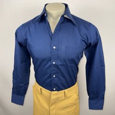 Vtg 70s Arrow Kent Shirt Dress Disco Navy Sanforized NOS NEW Medium Mens 15 33