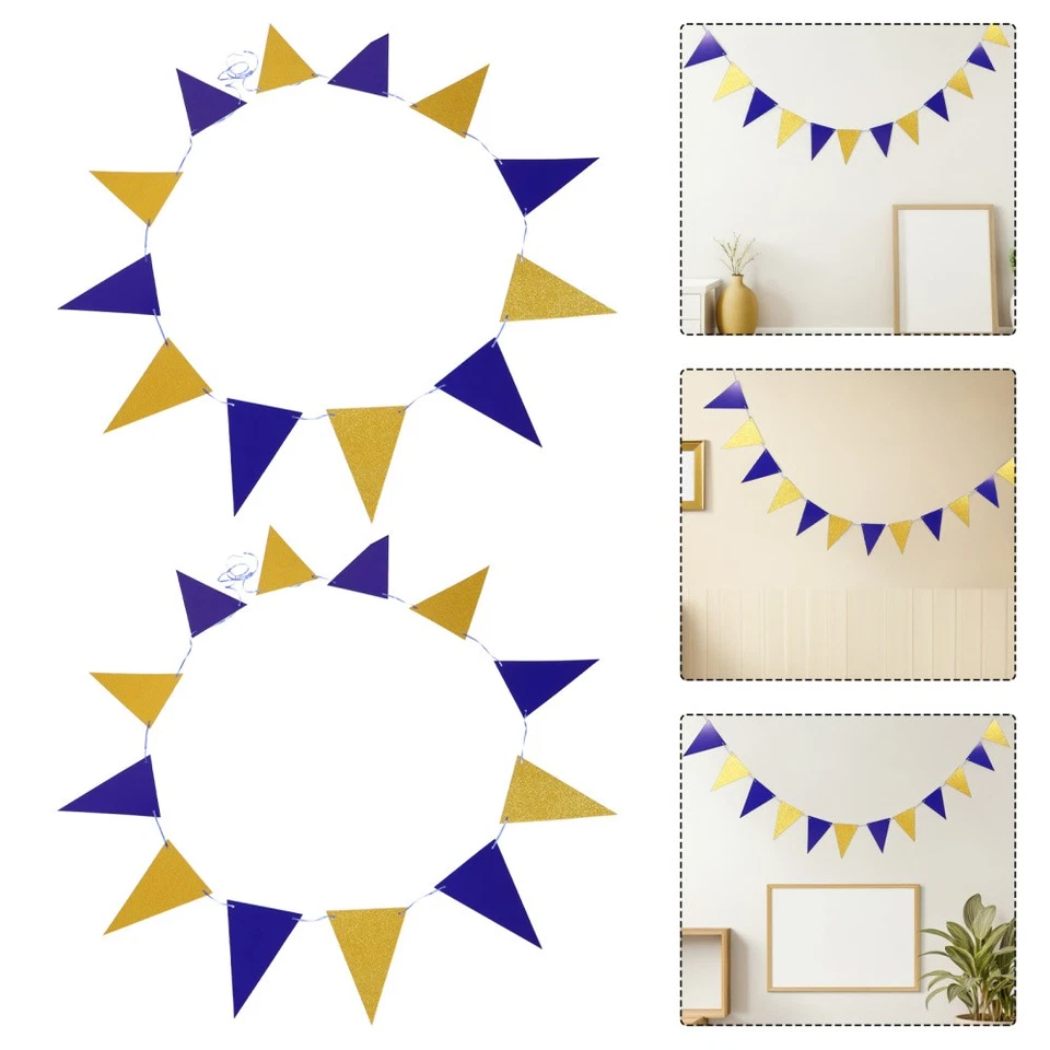 3 Piezas Triángulo Fiesta Bandera Cumpleaños Buntings Carnaval Tema Decoraciones Foto 4 de 4