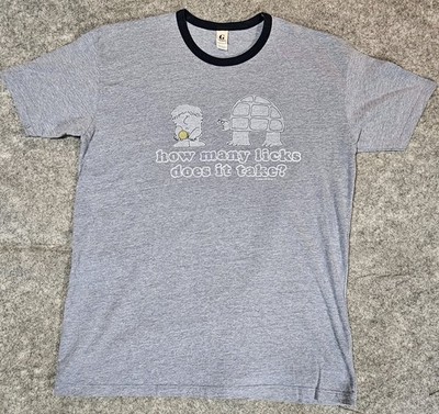 VTG Tootsie Pop How Many Licks Does It Take? Graphic T Shirt Men XL Blue