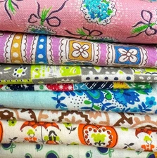 30s Vintage Feed Sack Fabric Lot Partial Tulip Quilt Rose Fruit Tiny Flowers Bow