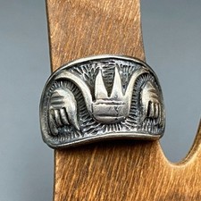 Vintage Flower Crown Sterling Silver Ring Size 8