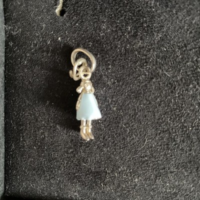 Links Of London Blau Stoffpuppe Bewegliche Beine Silber Charm 