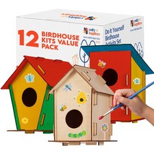12 DIY Wooden Bird House Kits for Kids to Build  Paint - Arts  Crafts Activity