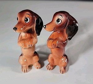Vintage Dachshund Dogs Salt & Pepper Shakers Set Made in Japan
