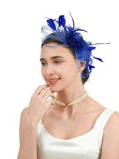 Vintage Fascinators Hats for Women 20s 50s Tea Party Hats with Clip Blue