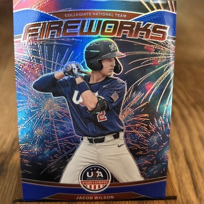 2023 Panini USA Baseball Stars & Stripes Jacob Wilson #8 Fireworks Blue 31/99