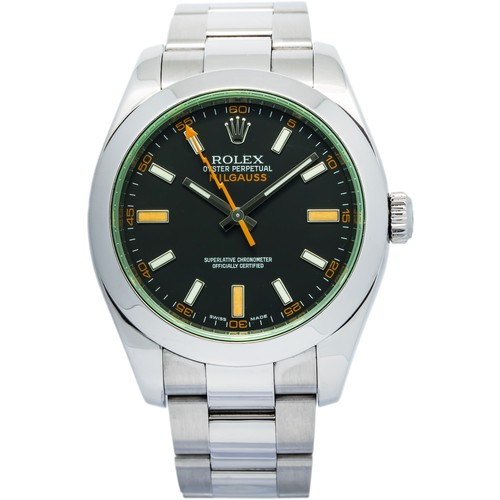 Rolex Milgauss 116400GV Auto SS Green Crystal Black Dial Men's...