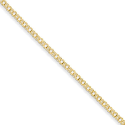 Real 14kt Yellow Gold 3mm Solid Double Link Charm Bracelet; 7 inch - 第 1/3 張圖片