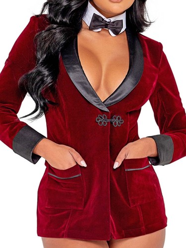 Women Playboy Smoke Lounge Madam Costume 3Pc Halloween Roleplay Cosplay S M L XL - Bild 2 von 7