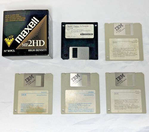 IBM PC DOS 3.30 4.01 Windows MIXED LOT of 5 Vintage 3.5" Floppy Diskettes